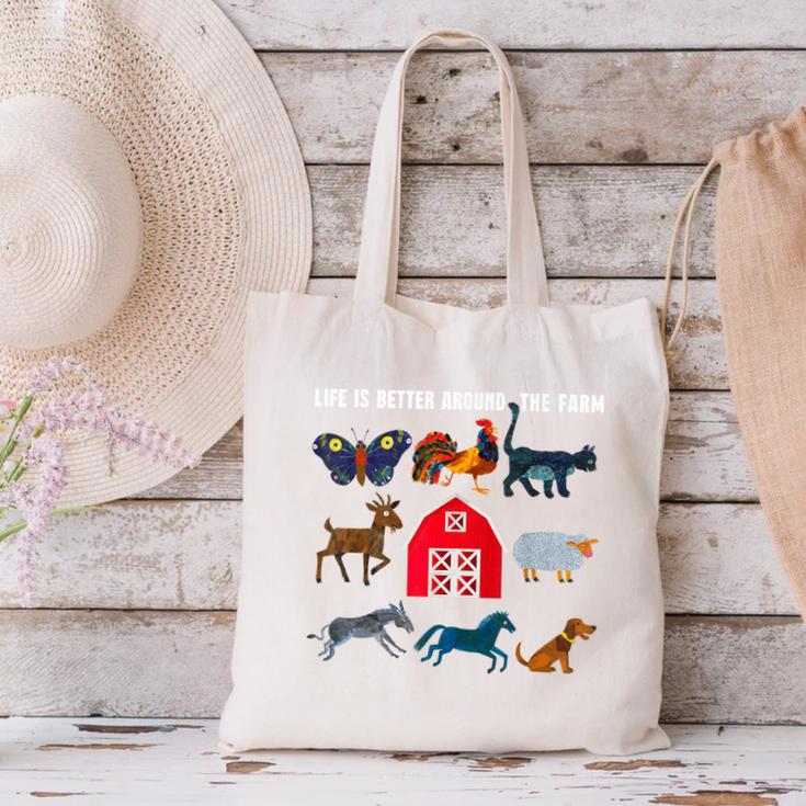 Life Is Better Around The Farm Nostalgia Trendy Canvas Tote Bag Life Is Better Around The Farm Nostalgia Trendy Canvas Tote Bag
