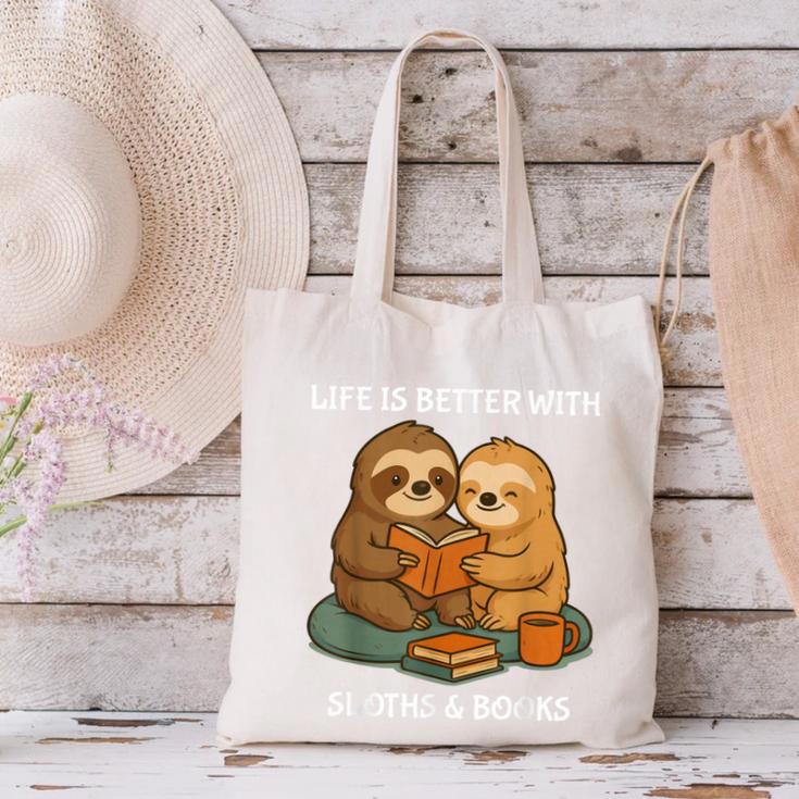 Life Is Better With Sloths And Books Cute Sloth Lover Canvas Tote Bag Life Is Better With Sloths And Books Cute Sloth Lover Canvas Tote Bag