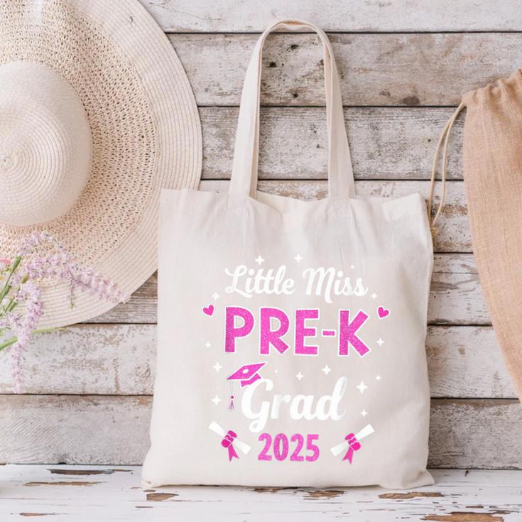 Little Miss Pre-K Grad 2025 Coquette Preschool Graduation Canvas Tote Bag