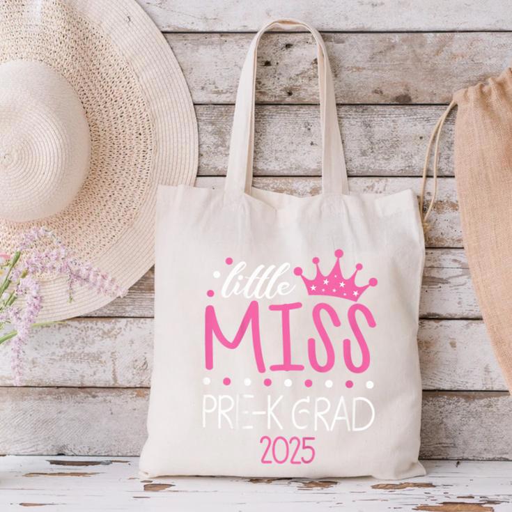Little Miss Pre-K Grad Preschool Prek Graduation 2025 Canvas Tote Bag