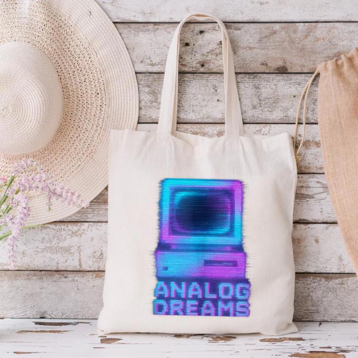 Lofi Reverie Analog Dreams Pixel 90s Desktop VHS Nostalgia Canvas Tote Bag