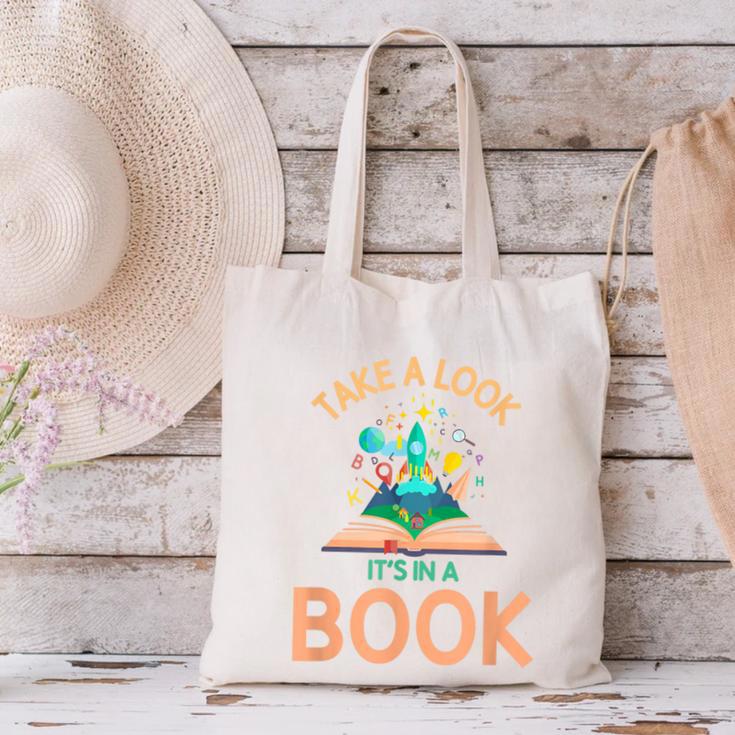 Take a Look It's In a Book Reading Teacher Book Lover Canvas Tote Bag