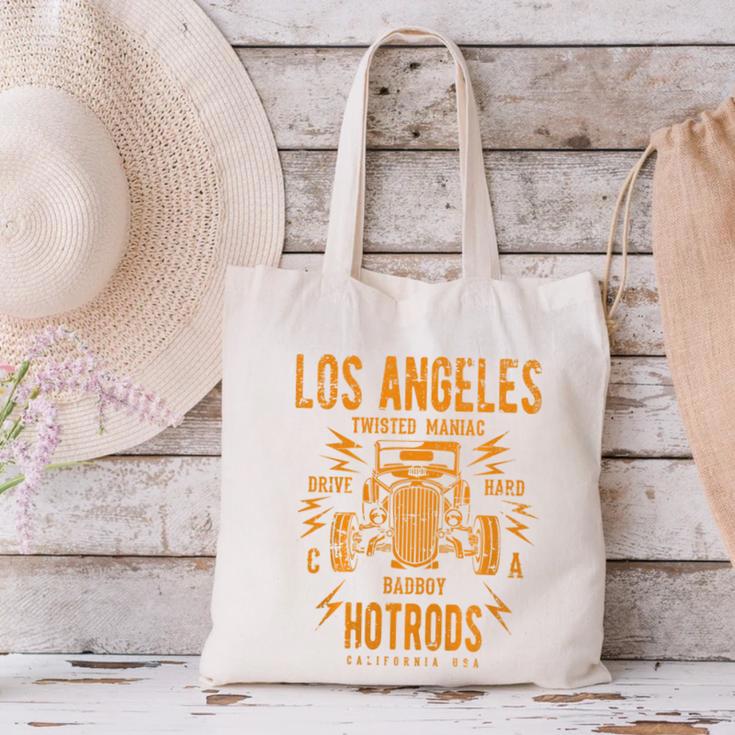 Los Angeles Hotrods Automotive Nostalgia Distressed Premium Tri-Blend Canvas Tote Bag