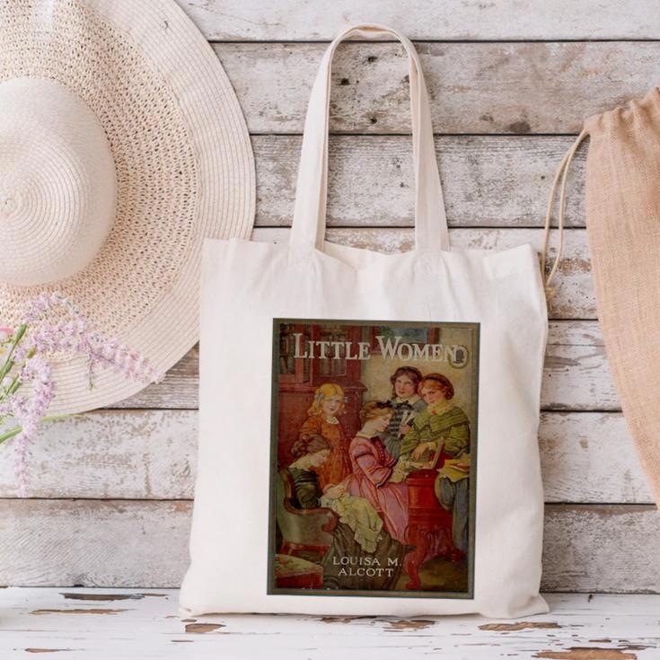Louisa May Alcott Coming Of Age Novel Little Women Book Cover Small Canvas Tote Bag