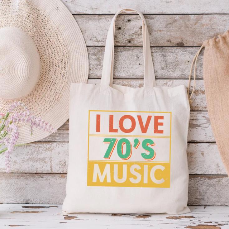 I Love 70's Music Retro Style Nostalgia Vibe 1970 70's Party Canvas Tote Bag I Love 70's Music Retro Style Nostalgia Vibe 1970 70's Party Canvas Tote Bag