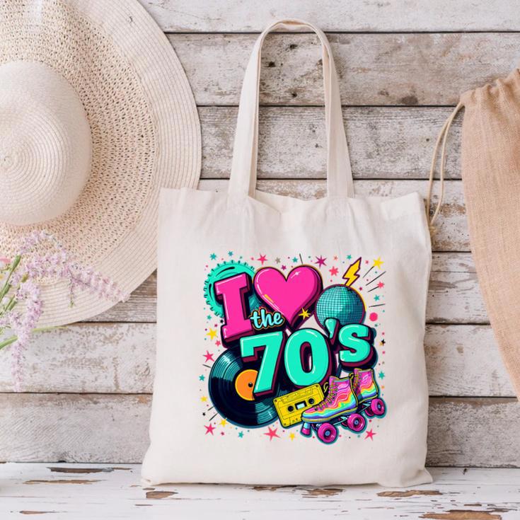 I Love The 70s Retro Cassette Roller Vinyl Disco Nostalgia Premium Tri-Blend Canvas Tote Bag