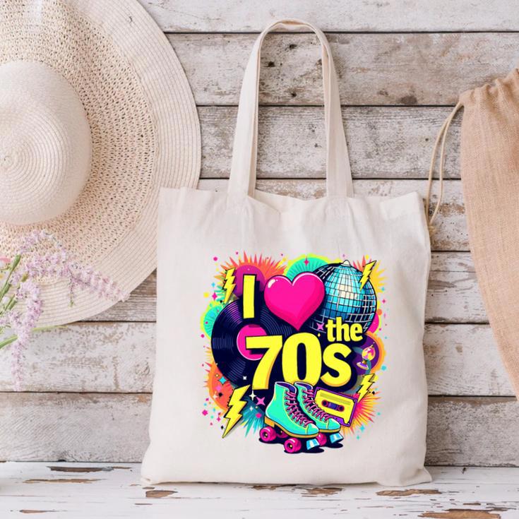 I Love The 70s Retro Cassette Roller Vinyl Nostalgia Vibes Premium Tri-Blend Canvas Tote Bag