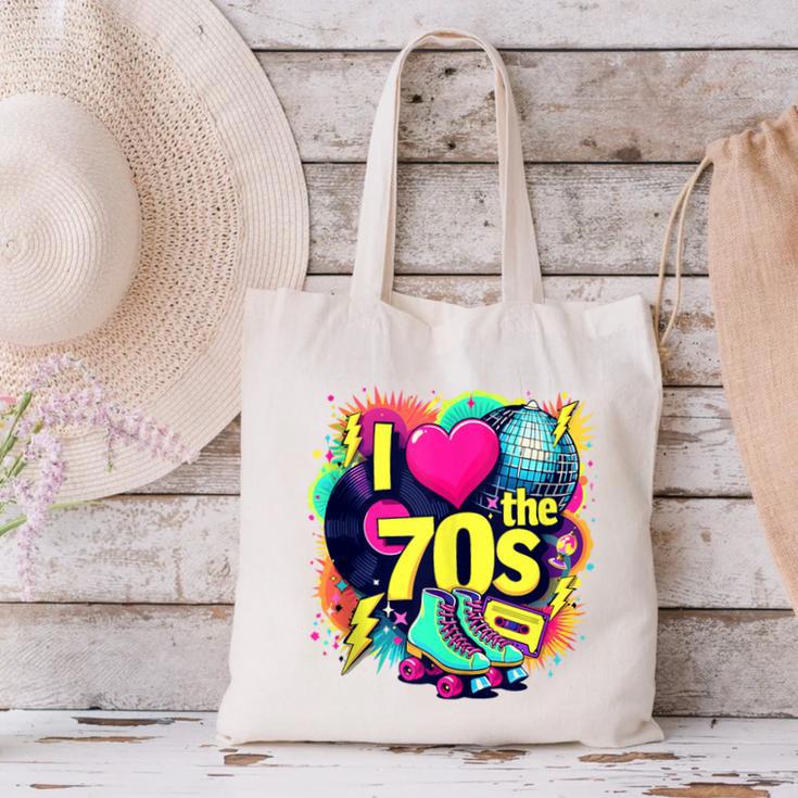 I Love The 70s Retro Cassette Roller Vinyl Nostalgia Vibes Canvas Tote Bag I Love The 70s Retro Cassette Roller Vinyl Nostalgia Vibes Canvas Tote Bag