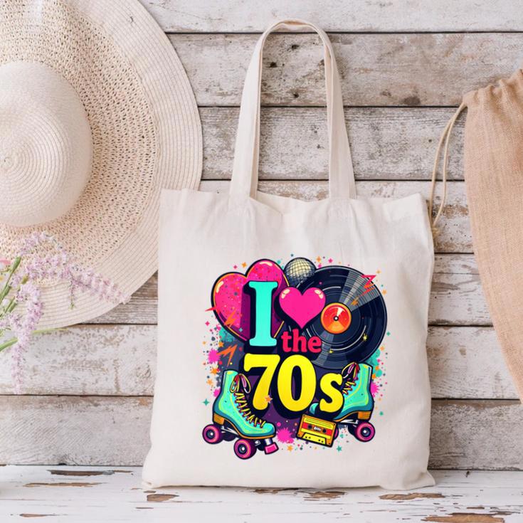 I Love The 70s Vintage Cassette Roller Vinyl Nostalgia 70s Canvas Tote Bag