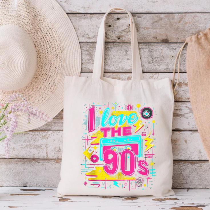 I Love The 90'S 90s Nostalgia Canvas Tote Bag I Love The 90'S 90s Nostalgia Canvas Tote Bag