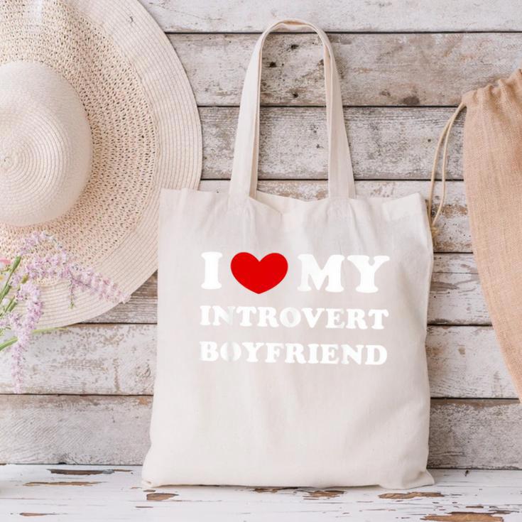 I Love My Introvert Boyfriend I Heart My Introvert BF Canvas Tote Bag I Love My Introvert Boyfriend I Heart My Introvert BF Canvas Tote Bag