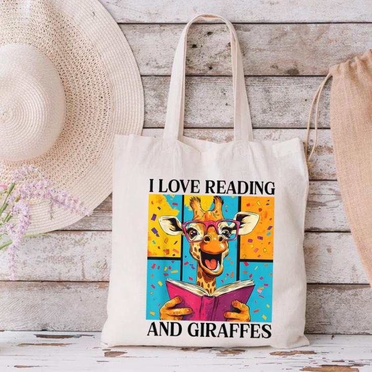 Love Reading And Giraffes Cute Giraffe Reading Book Lovers Canvas Tote Bag