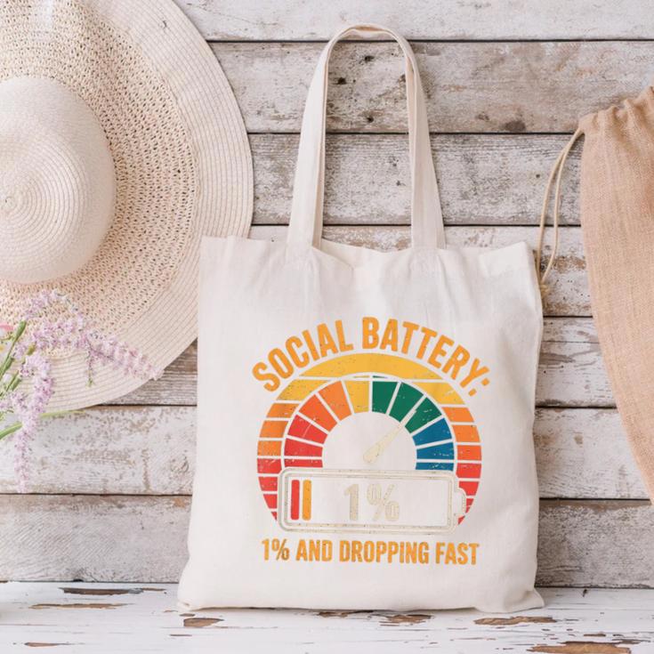 Low Social Battery Introvert Energy Canvas Tote Bag Low Social Battery Introvert Energy Canvas Tote Bag