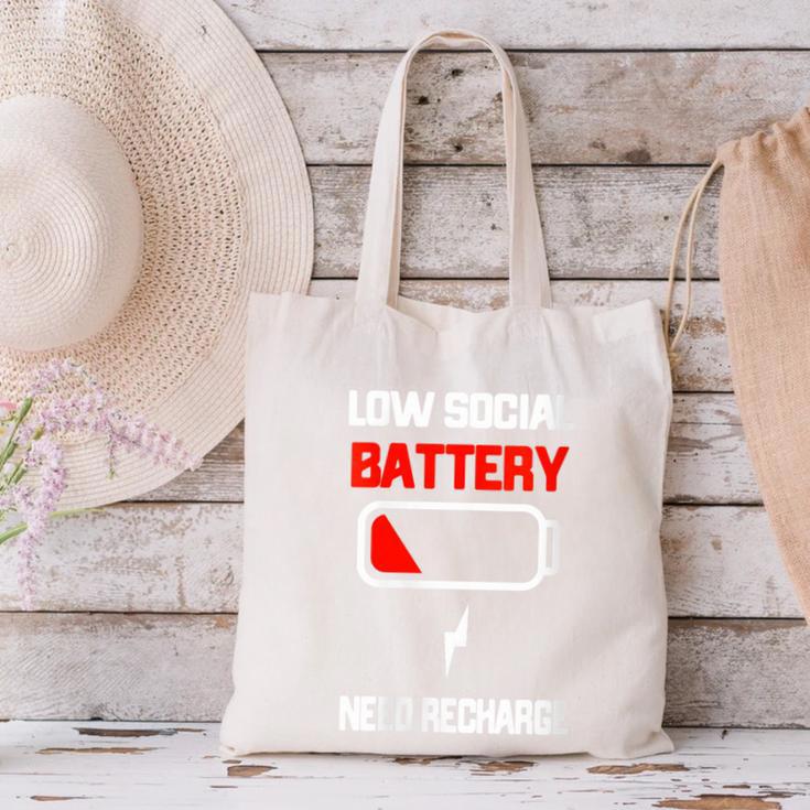 Low Social Battery Need Recharge Introvert Self-Care Canvas Tote Bag Low Social Battery Need Recharge Introvert Self-Care Canvas Tote Bag