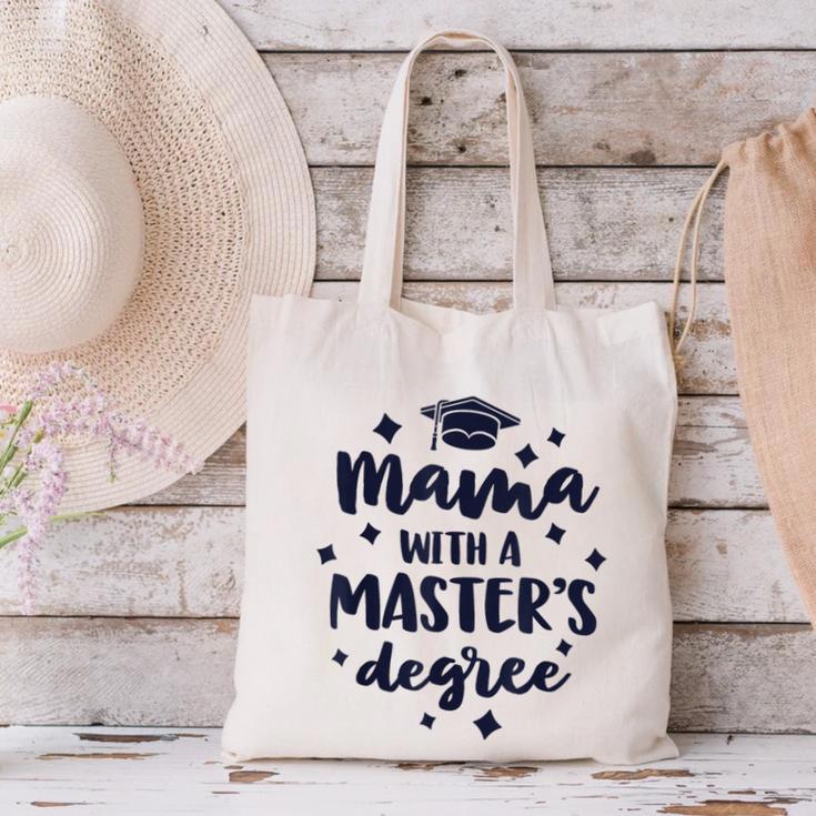 Mama With A Masters Degree Graduation Ceremony Mom Canvas Tote Bag