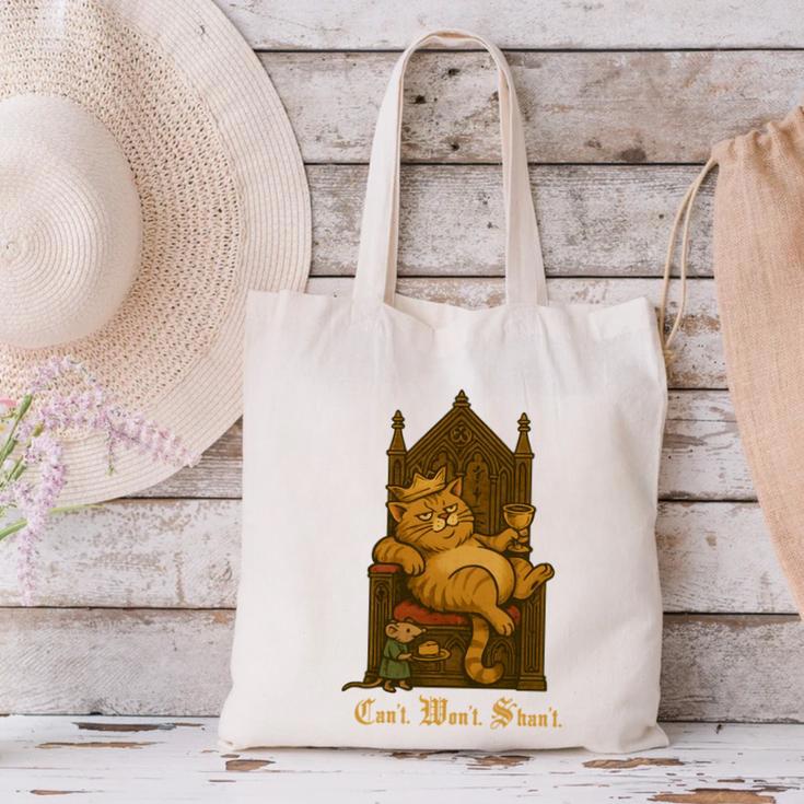 Medieval Cat Sarcastic Queen Lazy King Introvert Kitty Canvas Tote Bag Medieval Cat Sarcastic Queen Lazy King Introvert Kitty Canvas Tote Bag