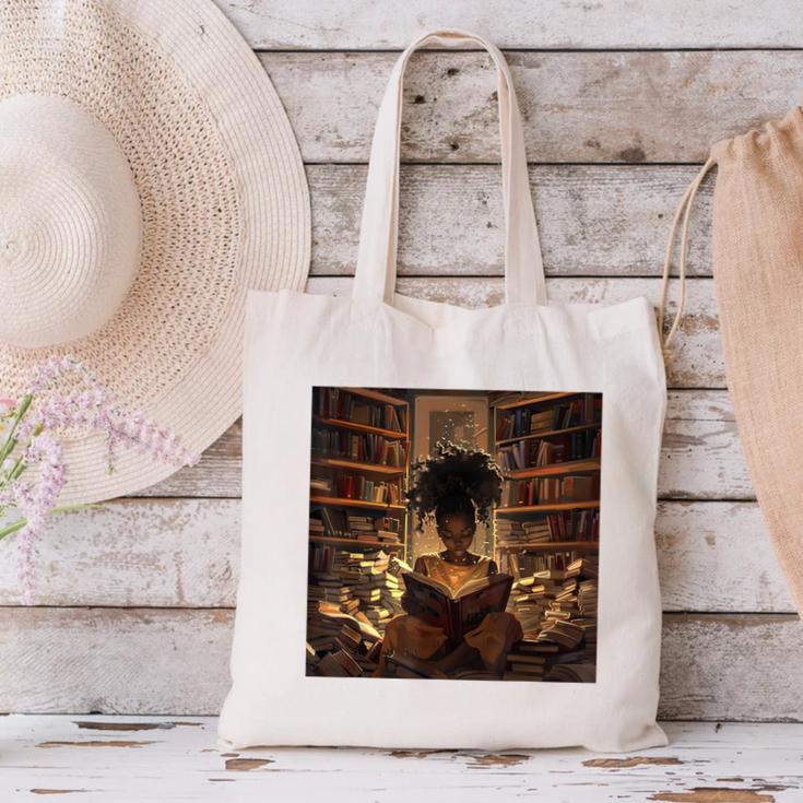 Melanin Afro Women Educated Reading Book History Canvas Tote Bag Melanin Afro Women Educated Reading Book History Canvas Tote Bag