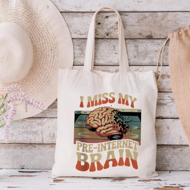 I Miss My Pre-Internet Brain Digital Nostalgia Retro Canvas Tote Bag
