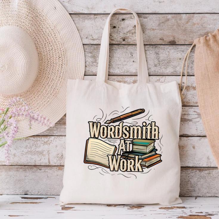 Wordsmith At Work Vintage Writer & Author Pen Book Lover Canvas Tote Bag Wordsmith At Work Vintage Writer & Author Pen Book Lover Canvas Tote Bag