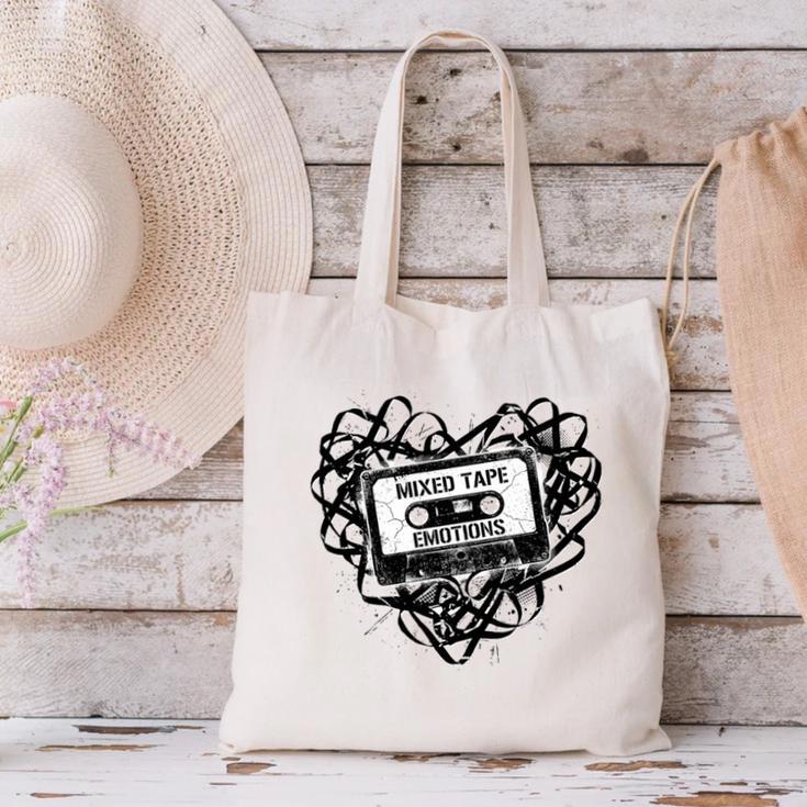 Mixed Tape Emotions Music Lover Nostalgia Quote Premium Tri-Blend Canvas Tote Bag