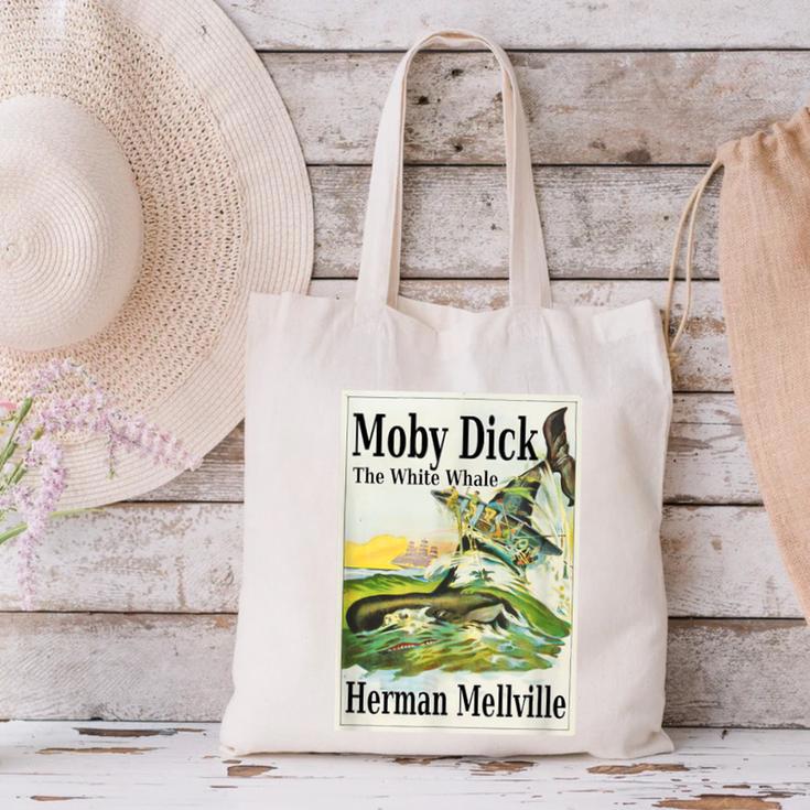 Moby Dick Book Cover Illustration Canvas Tote Bag
