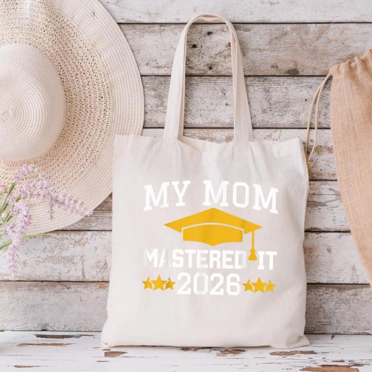 My Mom Mastered It Class Of 2026 Family Masters Graduation Canvas Tote Bag