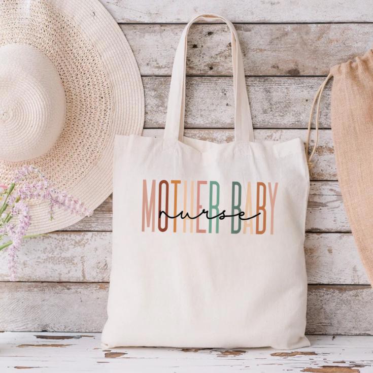 Mother Baby Nurse Postpartum Mom Baby Nursing Graduation Canvas Tote Bag