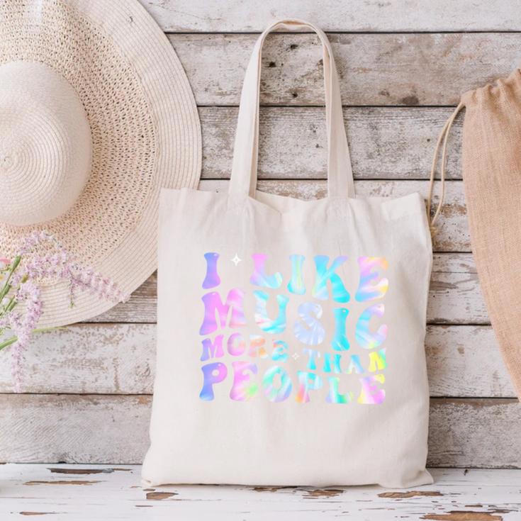 I Like Music More Than People Introvert Musician Retro Canvas Tote Bag I Like Music More Than People Introvert Musician Retro Canvas Tote Bag