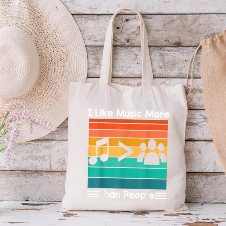 I Like Music More Than People Introvert Saying Quote Canvas Tote Bag
