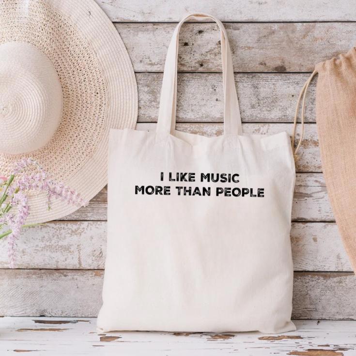I Like Music More Than People Introverts Musicians Canvas Tote Bag