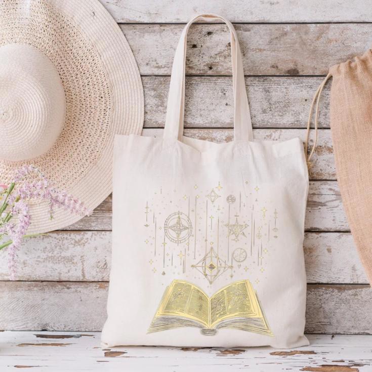 Mystic Astral Lunar Celestial Witch Spell Book Canvas Tote Bag Mystic Astral Lunar Celestial Witch Spell Book Canvas Tote Bag