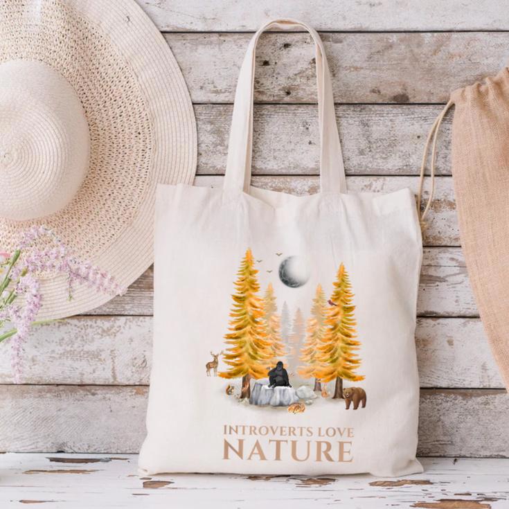 Nature Scene Tees For Introverts Quiet Escape Solitude Canvas Tote Bag Nature Scene Tees For Introverts Quiet Escape Solitude Canvas Tote Bag