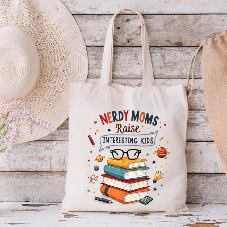 Nerdy Moms Raise Interesting Kids Books Science Canvas Tote Bag Nerdy Moms Raise Interesting Kids Books Science Canvas Tote Bag