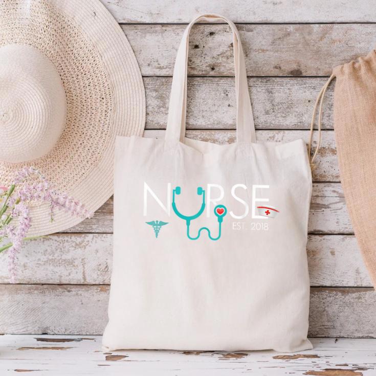 New Nurse Est 2018 School Graduation Nursing Canvas Tote Bag