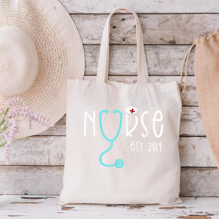 New Nurse Est 2019Shirt Graduation RN Women Canvas Tote Bag