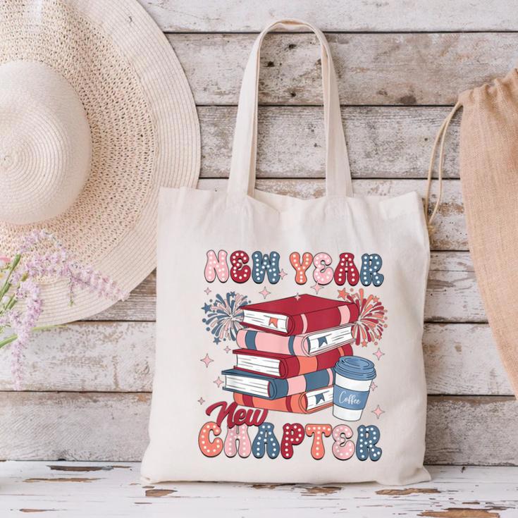New Year New Chapter Happy New Year 2025 Book Lover Canvas Tote Bag