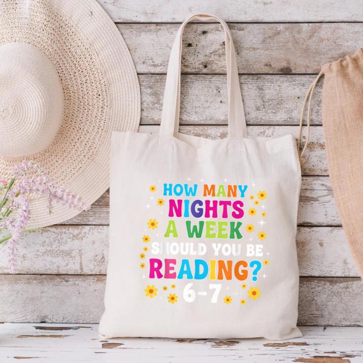 How Many Nights A Week Should You Be Reading 6-7 Book Lovers Canvas Tote Bag