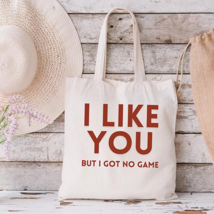 I Like You But Got No Game Introvert Minimalist Joke Canvas Tote Bag I Like You But Got No Game Introvert Minimalist Joke Canvas Tote Bag