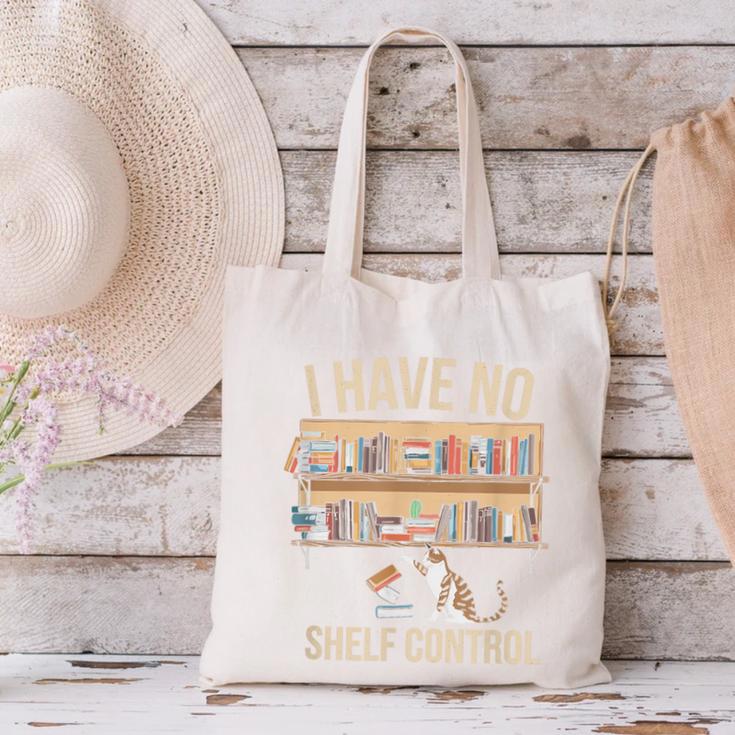 I Have No Shelf Control Book Lover Bookworms Canvas Tote Bag
