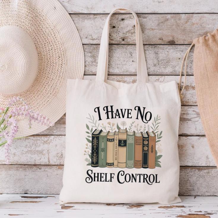 I Have No Shelf Control Book Lover Pun Reader Humor Canvas Tote Bag