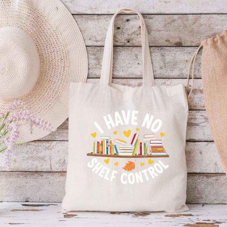I Have No Shelf Control Witty Book Lover Artwork Canvas Tote Bag