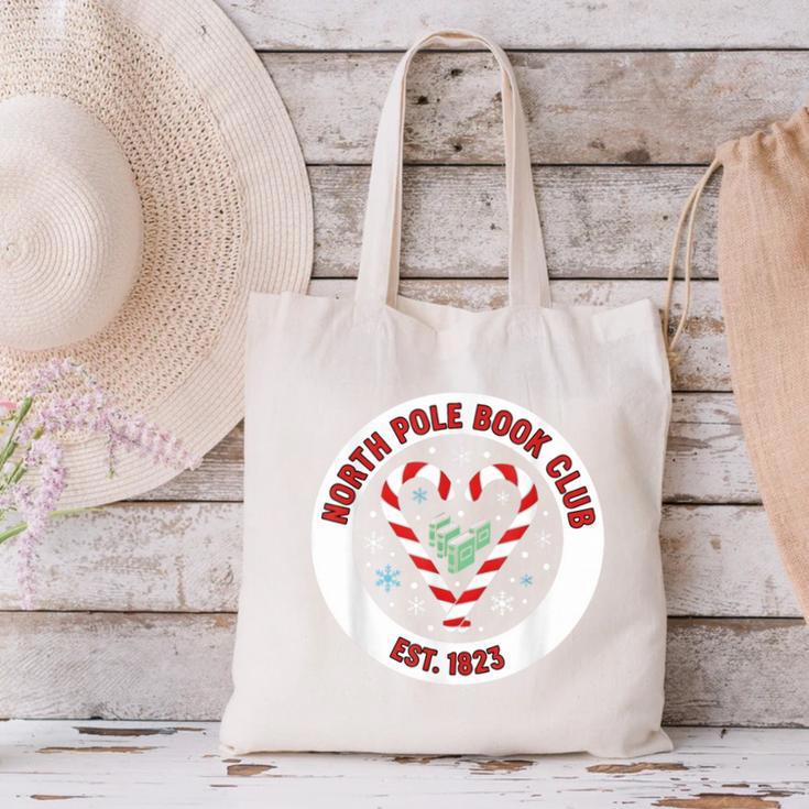 North Pole Book Club Shirt Candy Cane Christmas Canvas Tote Bag North Pole Book Club Shirt Candy Cane Christmas Canvas Tote Bag