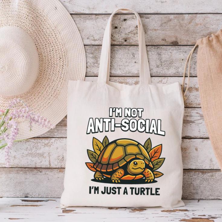 Not Anti Social Im Just A Turtle Sarcastic Introvert Humor Premium Tri-Blend Canvas Tote Bag