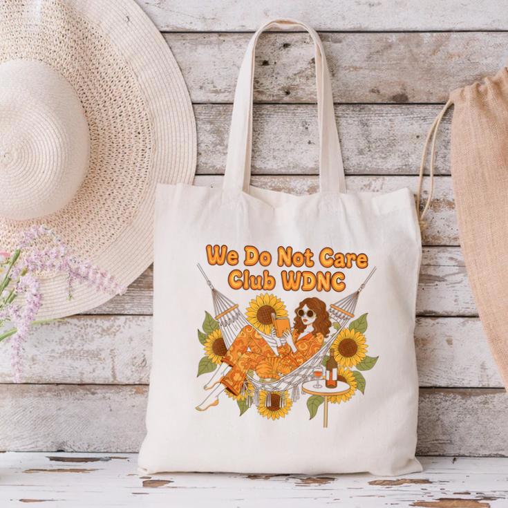 We Do Not Care Club WDNC Reading Book Boho Floral Canvas Tote Bag