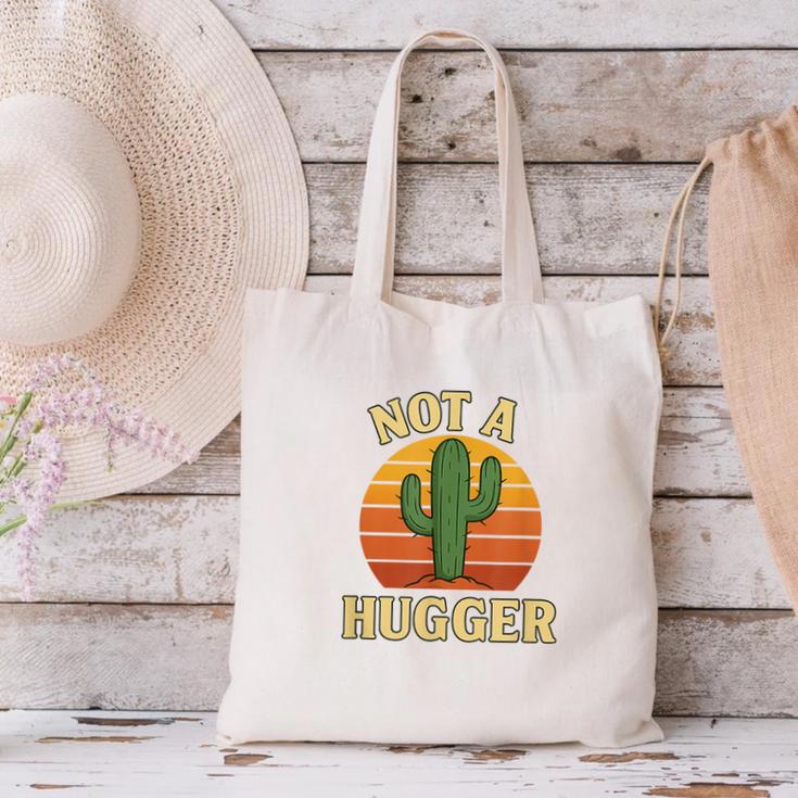 Not A Hugger Cactus Retro Sunset No Hugging Introvert Canvas Tote Bag Not A Hugger Cactus Retro Sunset No Hugging Introvert Canvas Tote Bag
