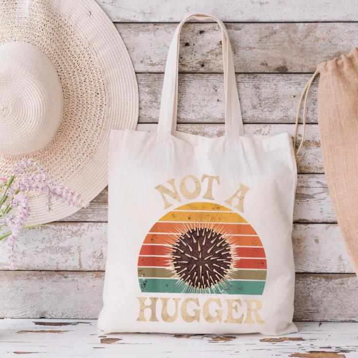 Not A Hugger Retro Sea Urchin Sarcastic Introvert Canvas Tote Bag Not A Hugger Retro Sea Urchin Sarcastic Introvert Canvas Tote Bag