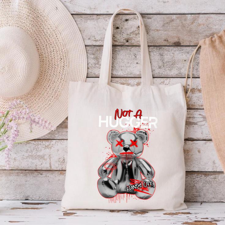 Not A Hugger Teddy Bear Antisocial Introvert Canvas Tote Bag