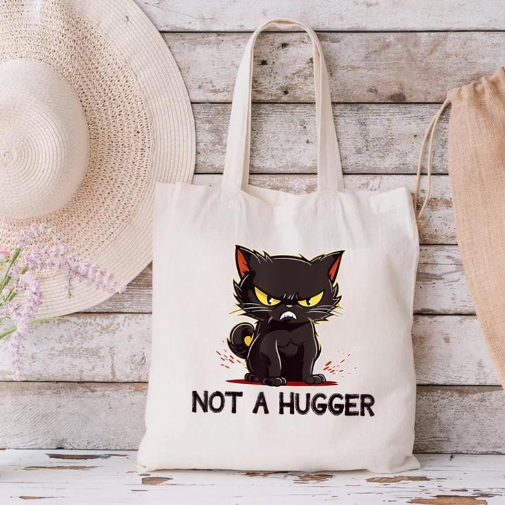 Not A Hugger Tee Angry Cat Sarcastic Cute Introvert Canvas Tote Bag Not A Hugger Tee Angry Cat Sarcastic Cute Introvert Canvas Tote Bag