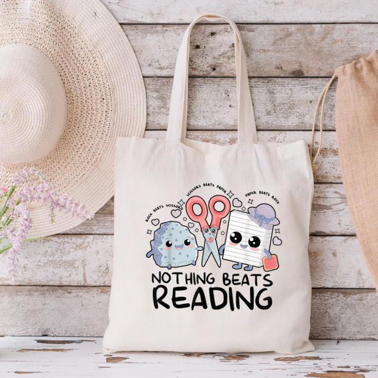 Nothing Beats Reading Rock Paper Scissors Book Lover Teacher Canvas Tote Bag Nothing Beats Reading Rock Paper Scissors Book Lover Teacher Canvas Tote Bag