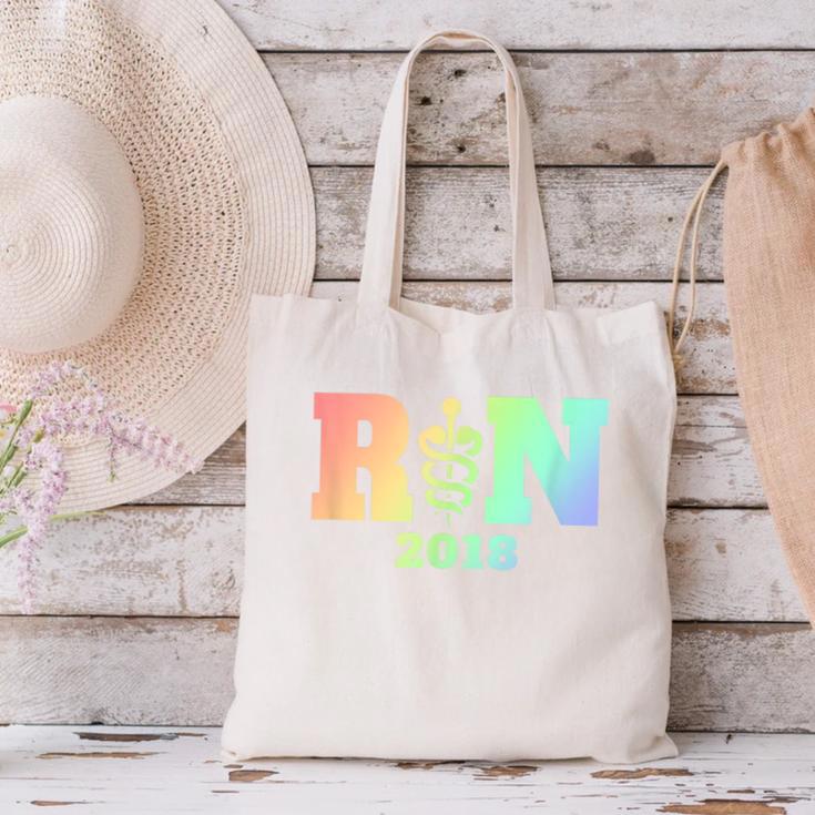 Nurse Graduation Shirt RN Est 2018 Rainbow Tshirt Canvas Tote Bag